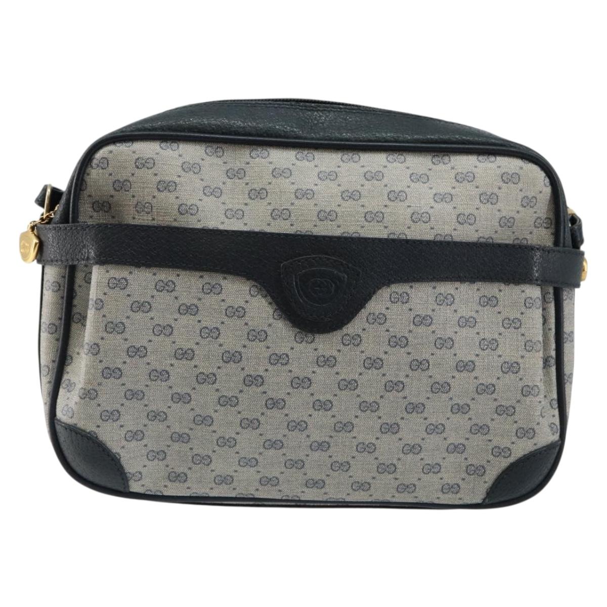 GUCCI Micro GG Canvas Shoulder Bag PVC Leather Navy Auth sw1590