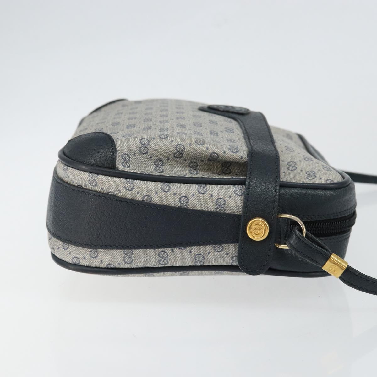 GUCCI Micro GG Canvas Shoulder Bag PVC Leather Navy Auth sw1590