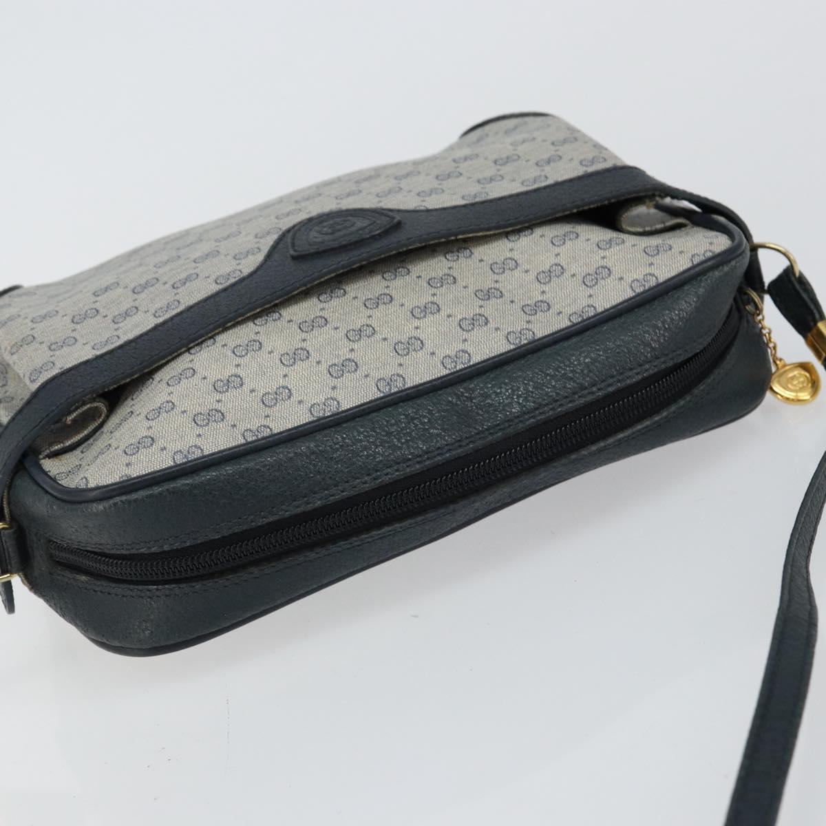GUCCI Micro GG Canvas Shoulder Bag PVC Leather Navy Auth sw1590