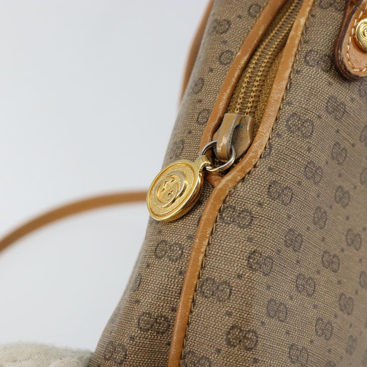 GUCCI Micro GG Canvas Shoulder Bag PVC Leather Brown Auth sw1591