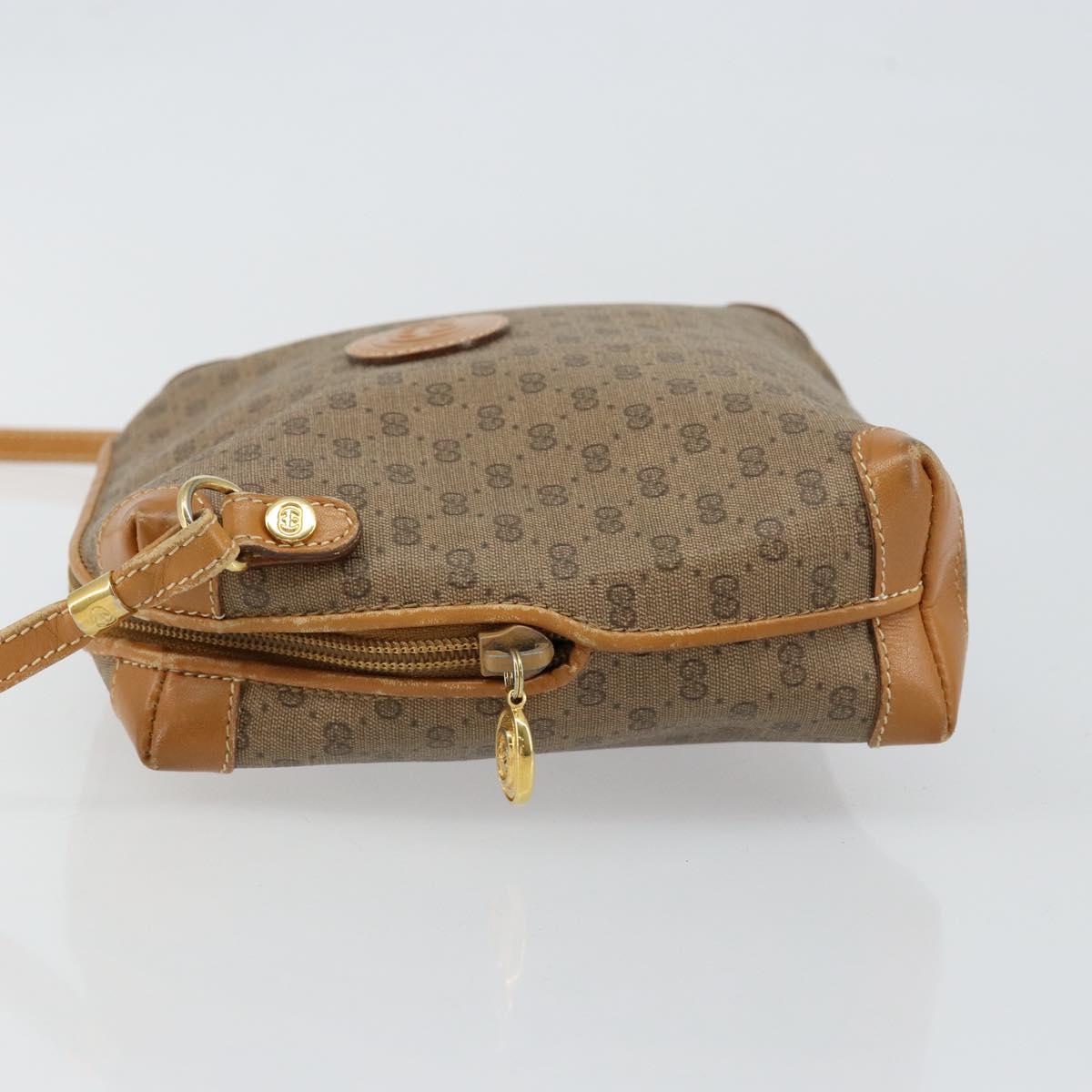 GUCCI Micro GG Canvas Shoulder Bag PVC Leather Brown Auth sw1591