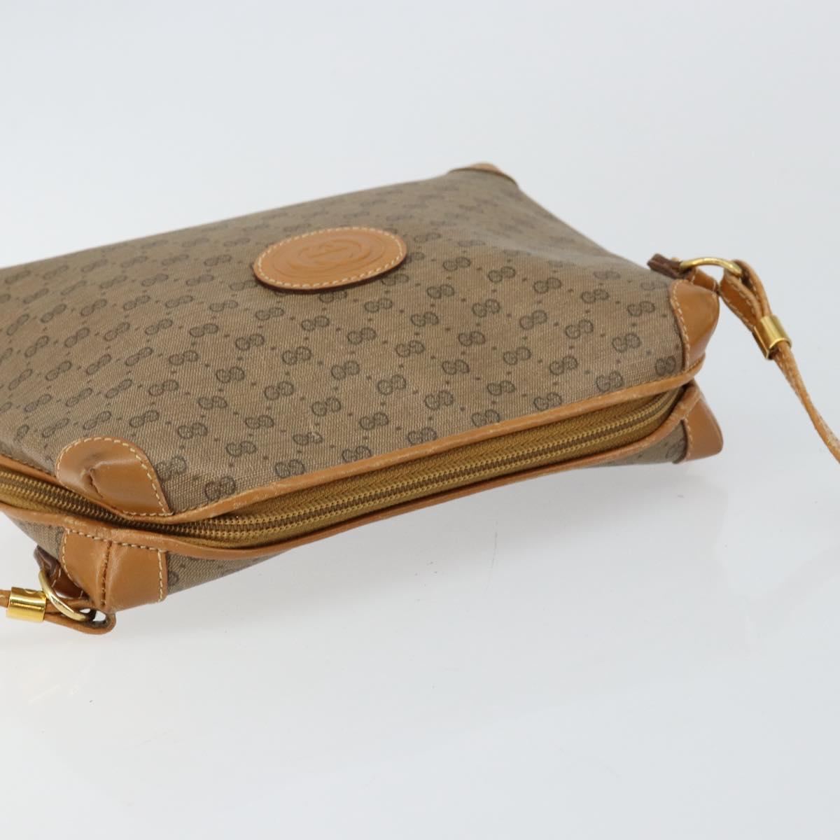 GUCCI Micro GG Canvas Shoulder Bag PVC Leather Brown Auth sw1591