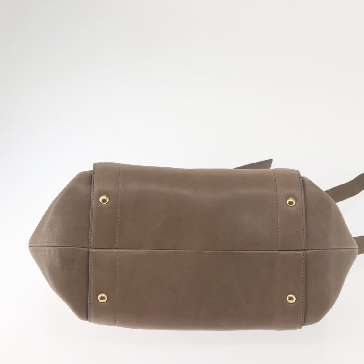 Salvatore Ferragamo Gancini Hand Bag Leather 2way Beige Gold Auth sw1593