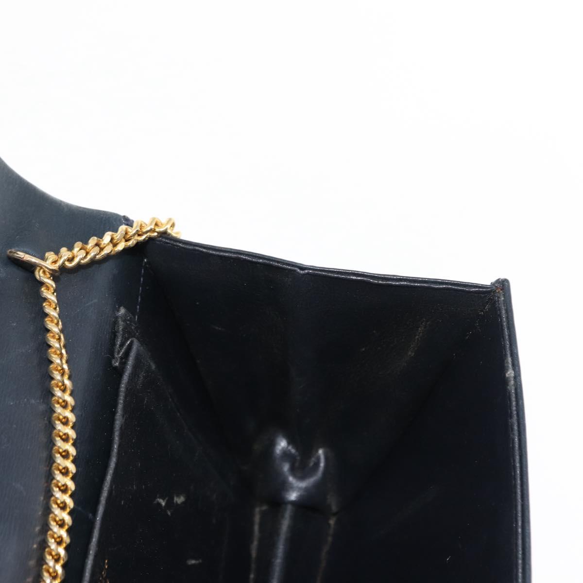Christian Dior Chain Shoulder Bag Leather Navy Auth sw1594