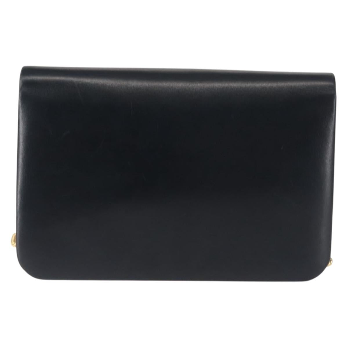 Christian Dior Chain Shoulder Bag Leather Navy Auth sw1594