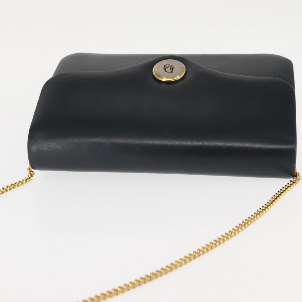 Christian Dior Chain Shoulder Bag Leather Navy Auth sw1594