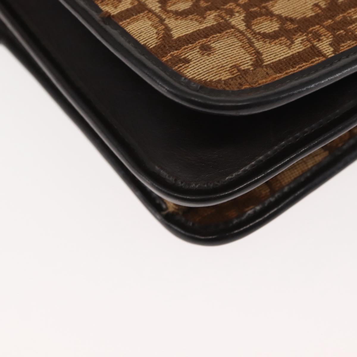 Christian Dior Trotter Canvas Chain Shoulder Bag Brown Auth sw1595