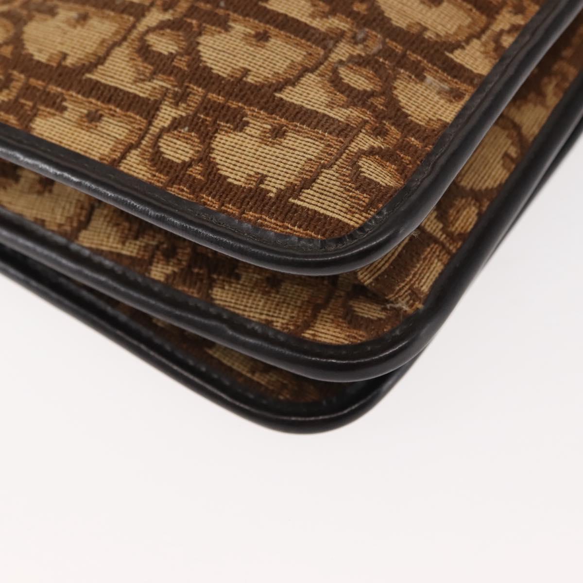 Christian Dior Trotter Canvas Chain Shoulder Bag Brown Auth sw1595