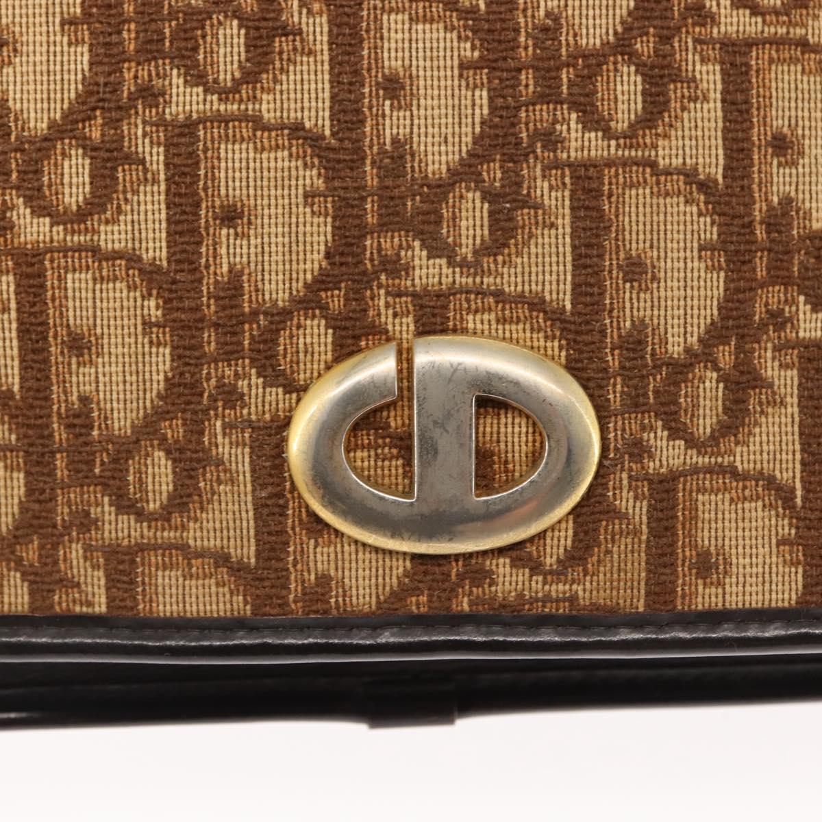 Christian Dior Trotter Canvas Chain Shoulder Bag Brown Auth sw1595