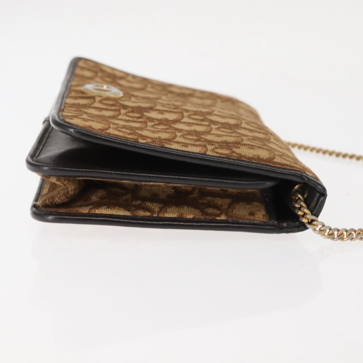 Christian Dior Trotter Canvas Chain Shoulder Bag Brown Auth sw1595