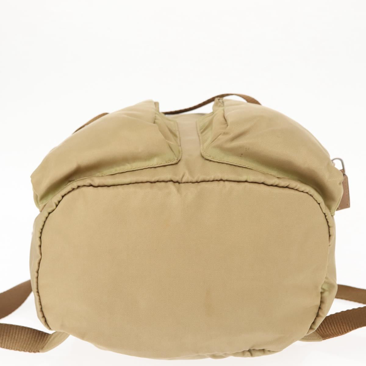 PRADA Backpack Nylon Beige Silver Auth sw1597