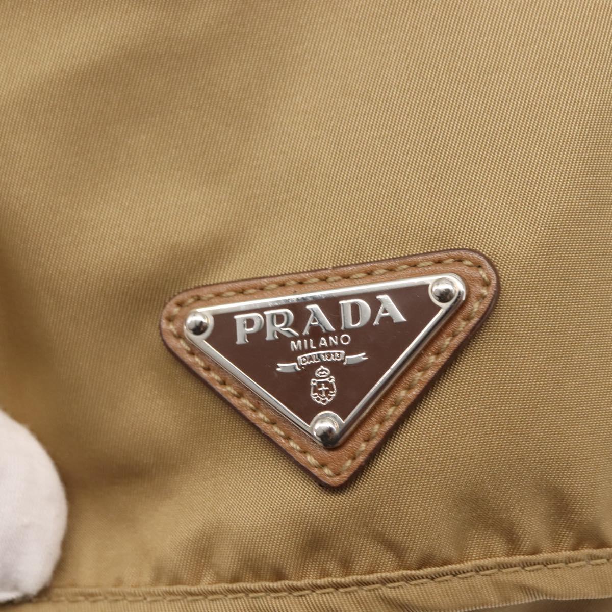 PRADA Backpack Nylon Beige Silver Auth sw1597