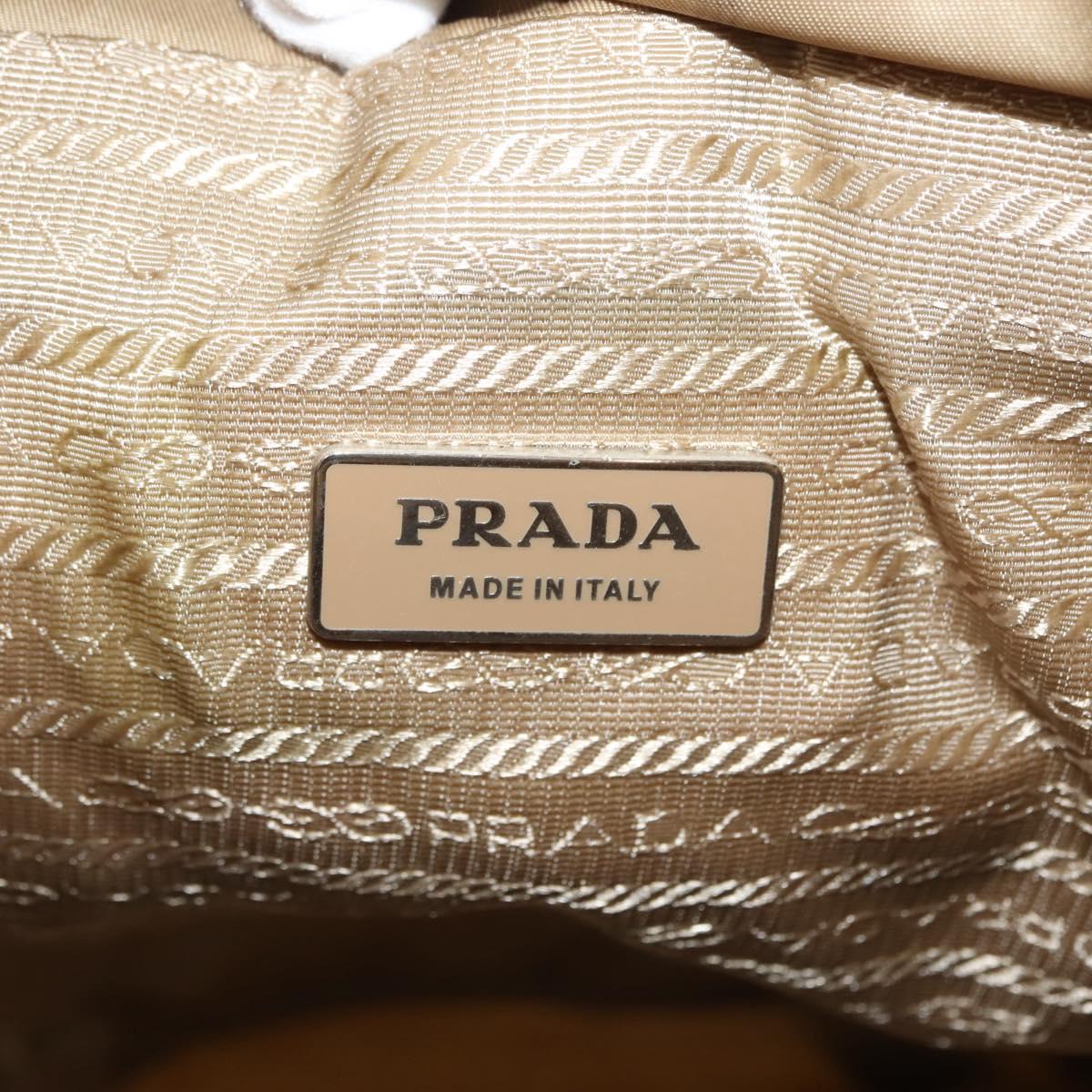 PRADA Backpack Nylon Beige Silver Auth sw1597