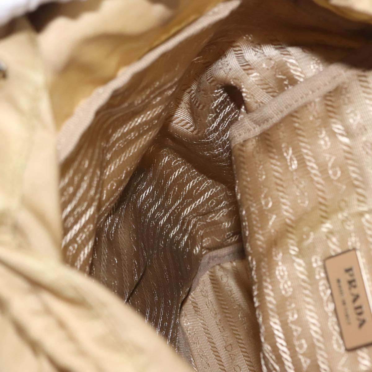 PRADA Backpack Nylon Beige Silver Auth sw1597