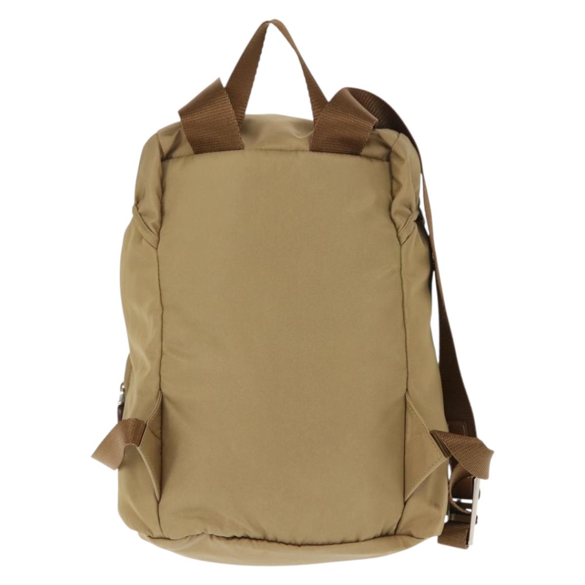 PRADA Backpack Nylon Beige Silver Auth sw1597