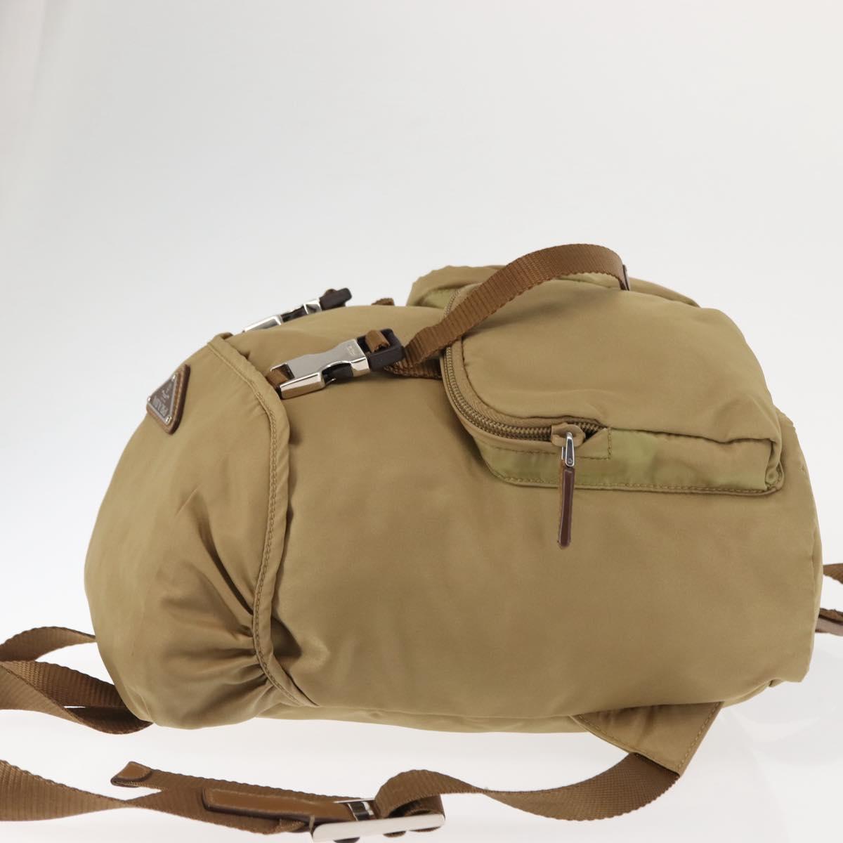 PRADA Backpack Nylon Beige Silver Auth sw1597