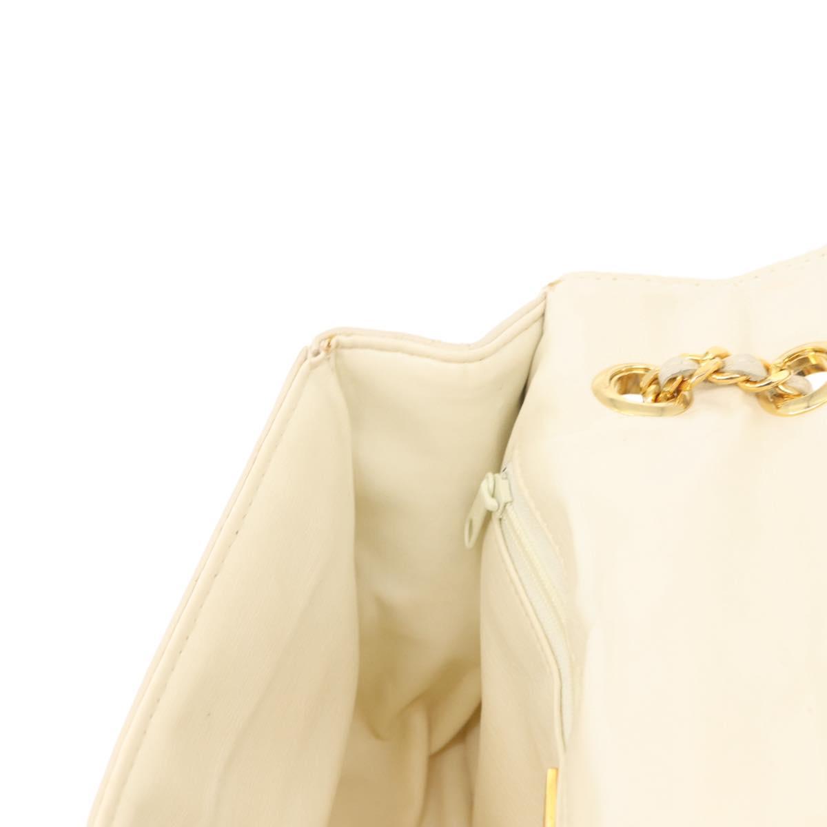 GIVENCHY Chain Shoulder Bag Leather White Auth sw1598