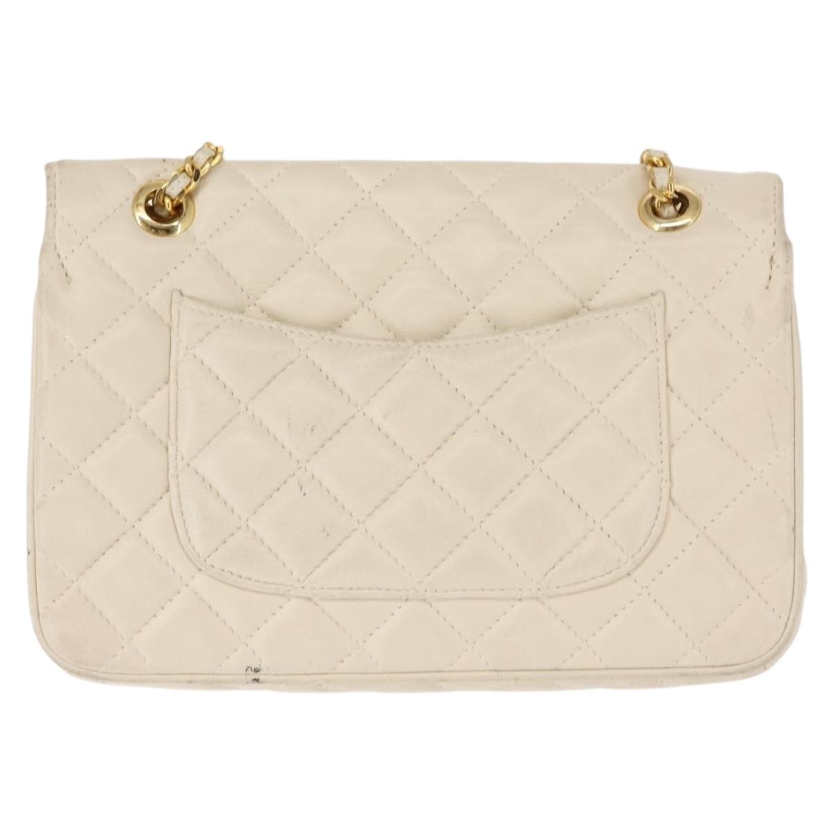 GIVENCHY Chain Shoulder Bag Leather White Auth sw1598