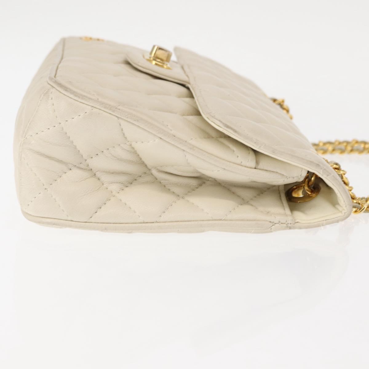GIVENCHY Chain Shoulder Bag Leather White Auth sw1598