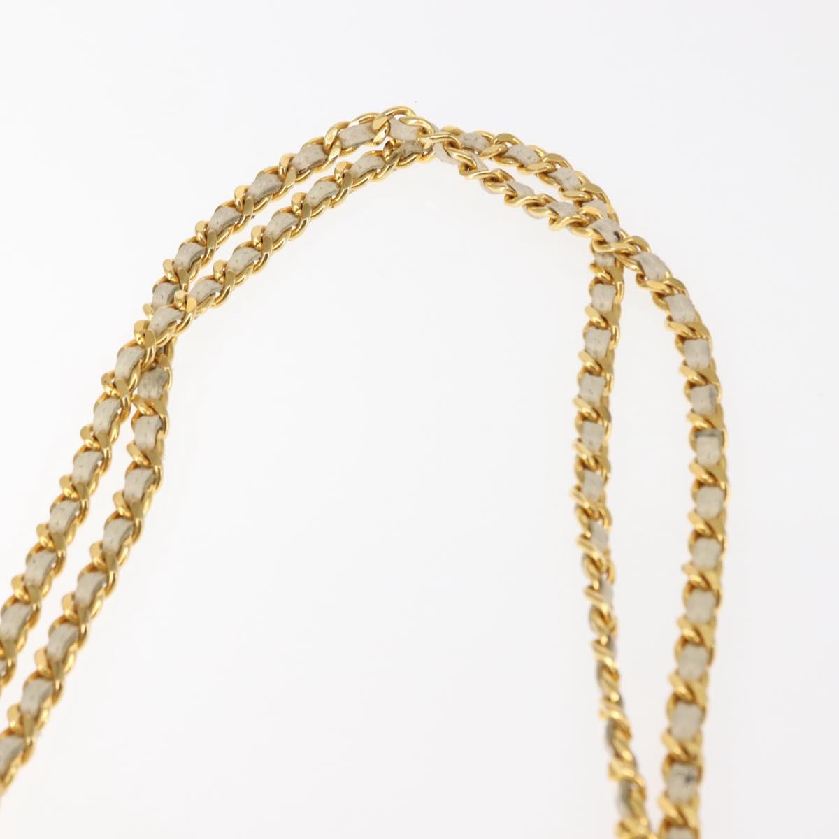 GIVENCHY Chain Shoulder Bag Leather White Auth sw1598