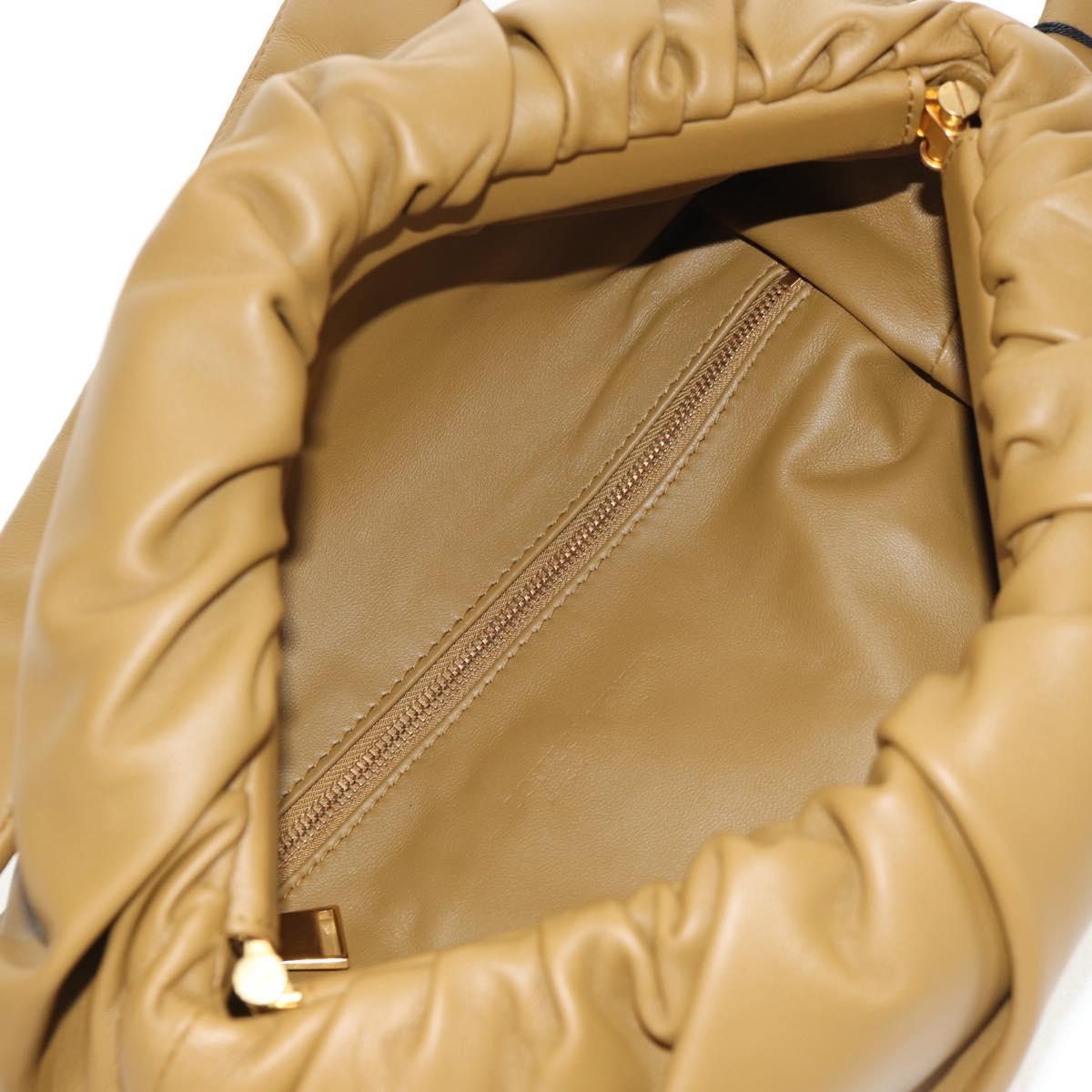 BOTTEGA VENETA Body Bag Leather Gold Khaki Auth sw1602M