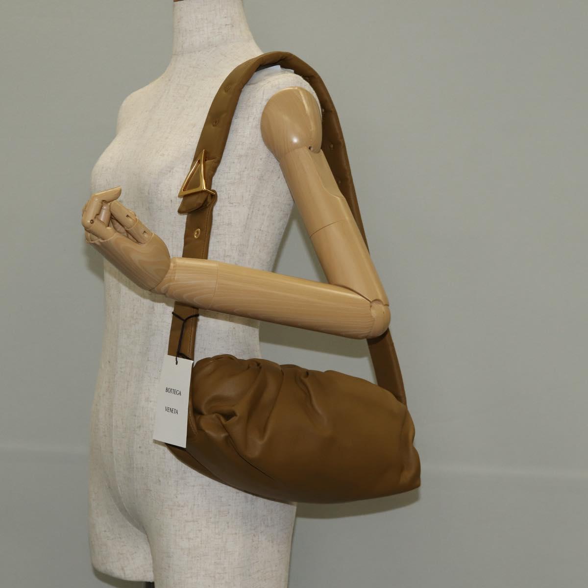 BOTTEGA VENETA Body Bag Leather Gold Khaki Auth sw1602M