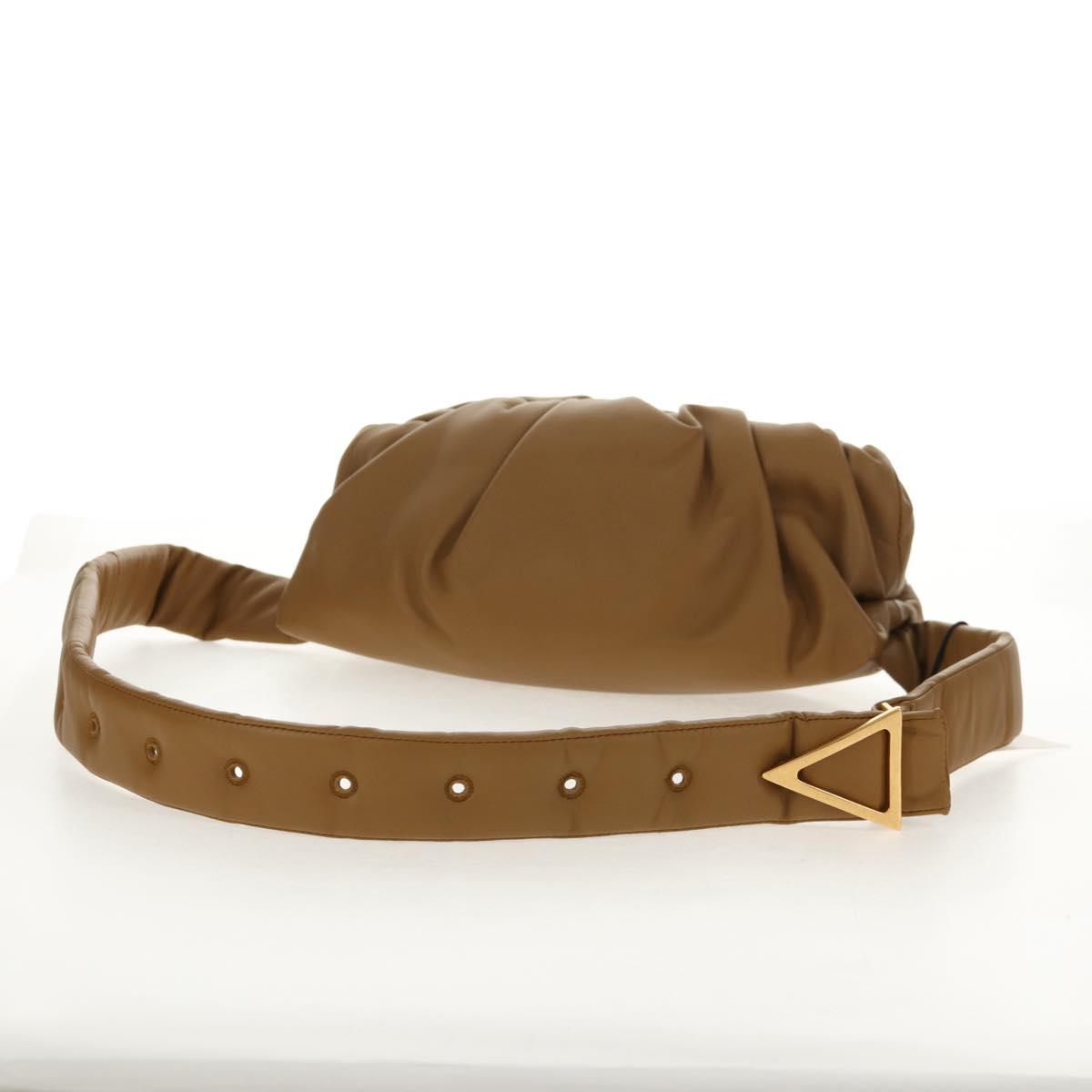 BOTTEGA VENETA Body Bag Leather Gold Khaki Auth sw1602M