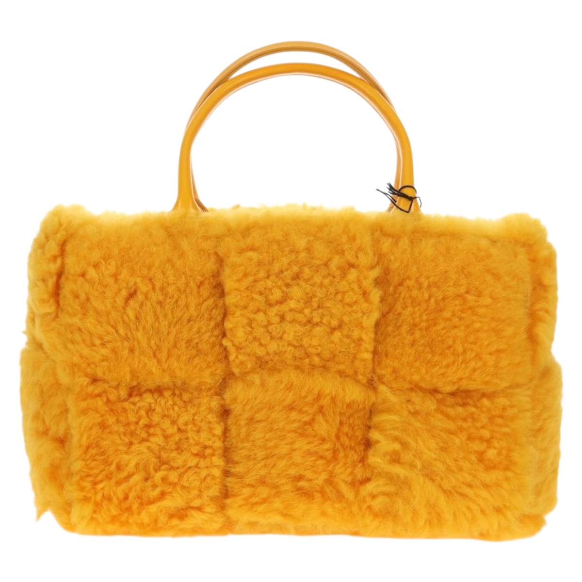 BOTTEGA VENETA MAXI INTRECCIATO The Alco Bag Mouton Yellow 652867 Auth sw1604M