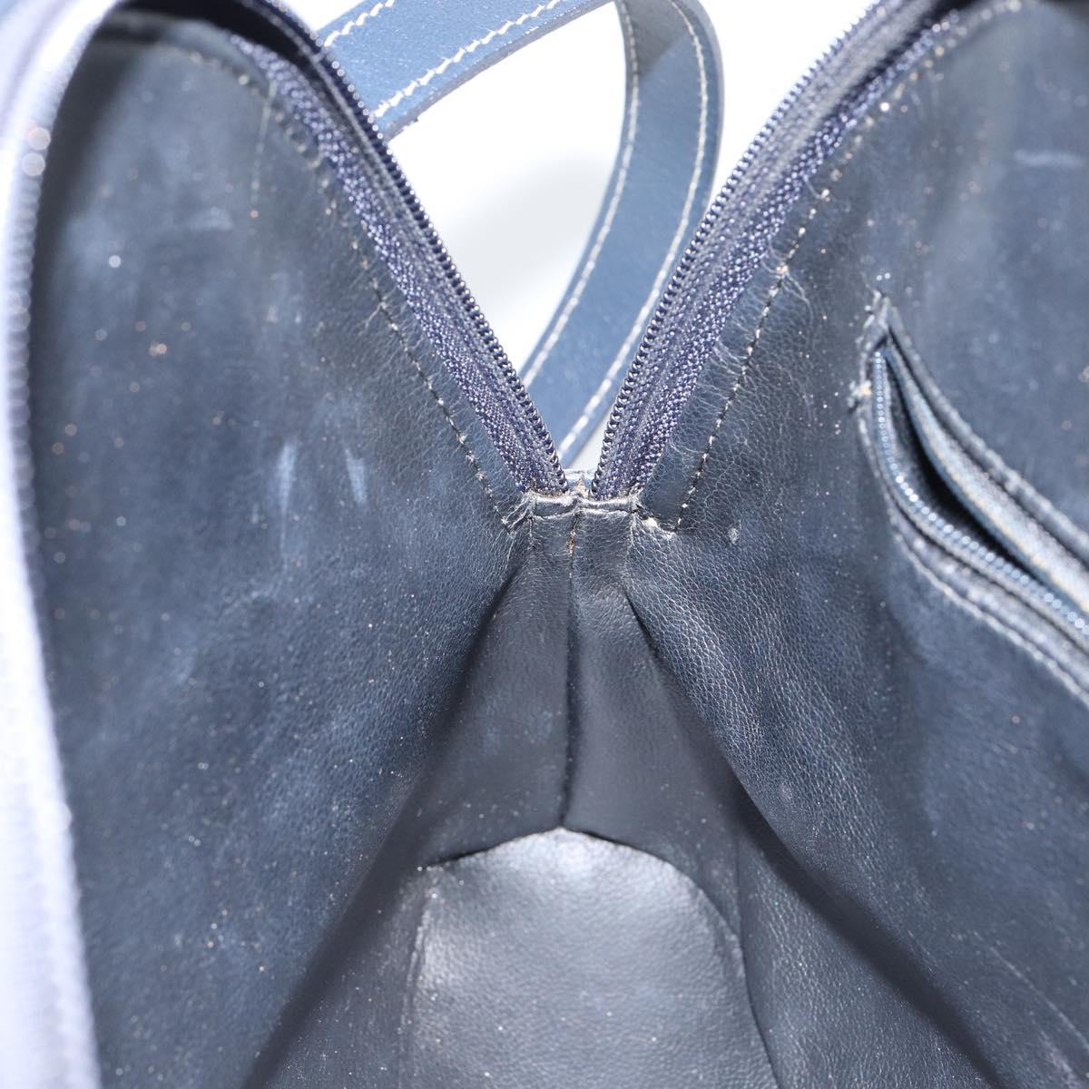 SAINT LAURENT Y Motif Hand Bag Leather 2way Navy Gold Auth sw1605