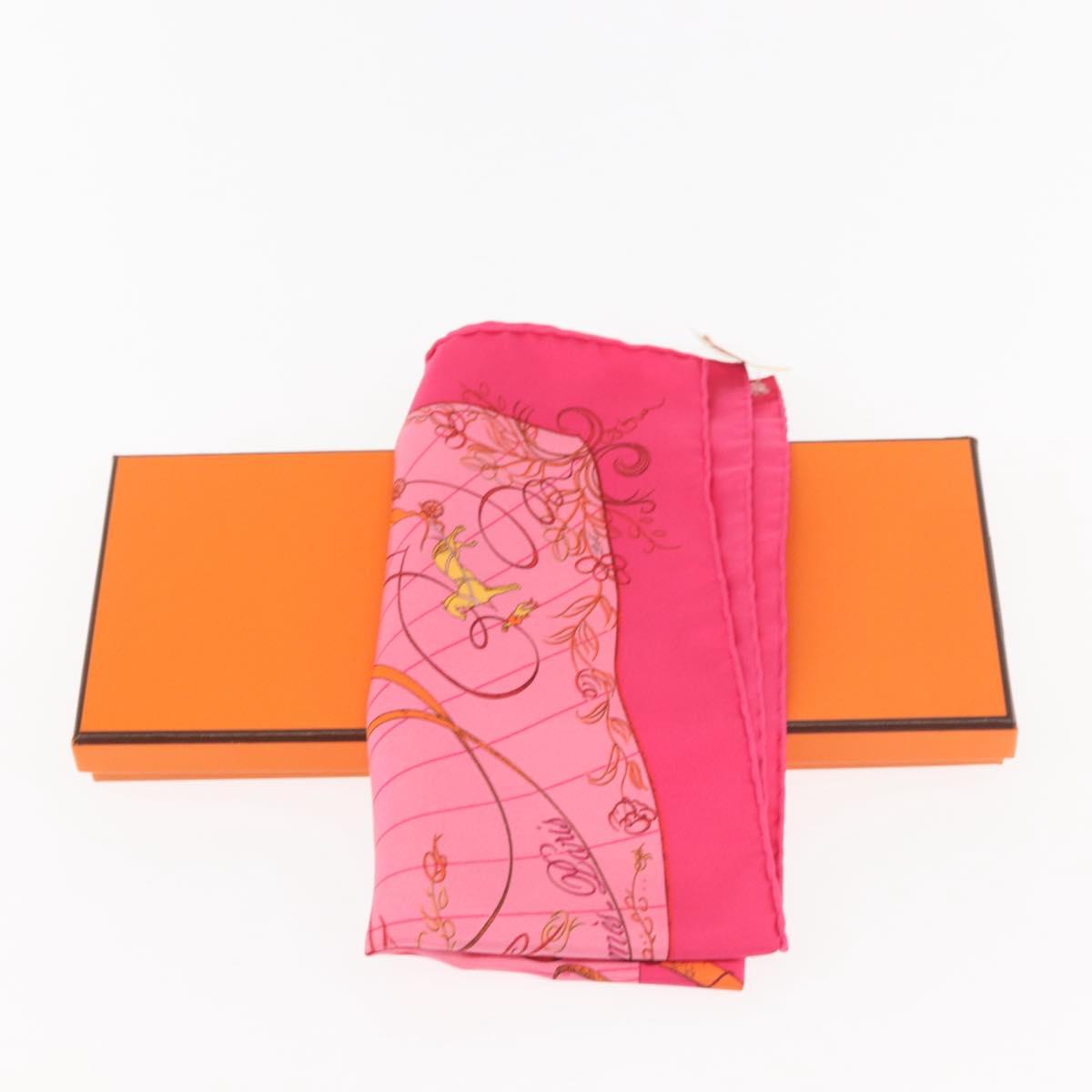 HERMES Carre 40 Scarf ""Effluves"" Silk Fuchsia Auth sw1608