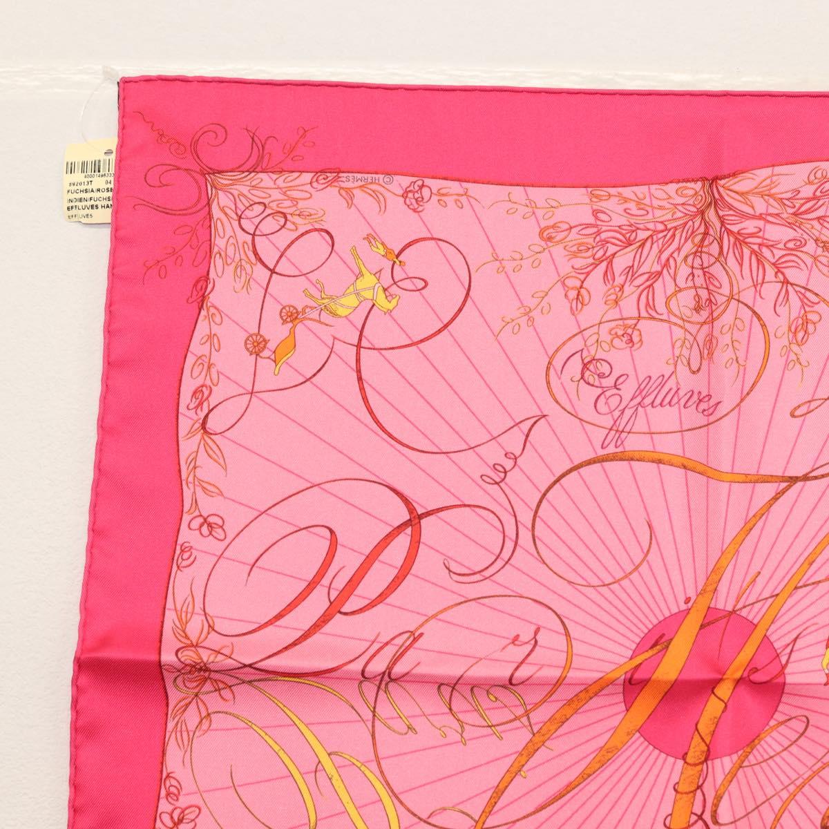 HERMES Carre 40 Scarf ""Effluves"" Silk Fuchsia Auth sw1608