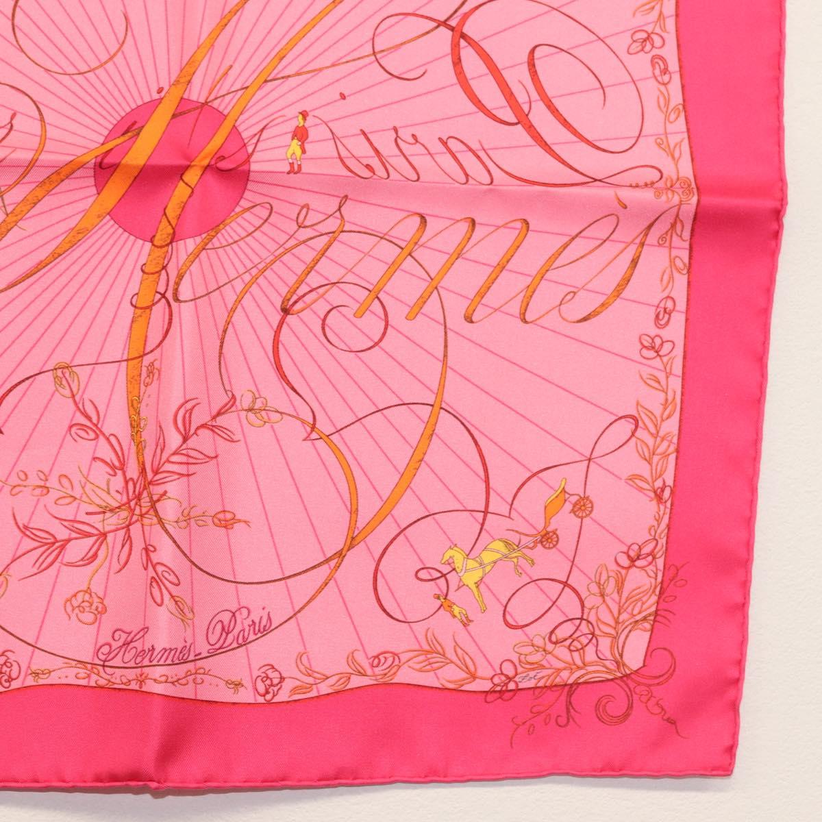 HERMES Carre 40 Scarf ""Effluves"" Silk Fuchsia Auth sw1608