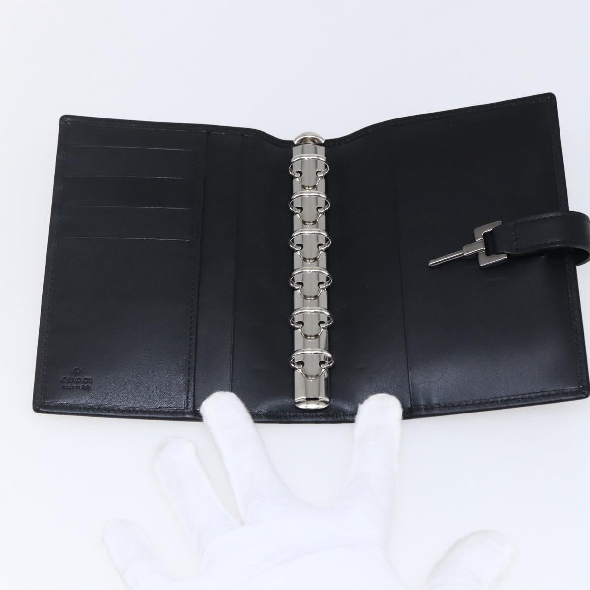 GUCCI Jackie Day Planner Cover Leather Black Silver 29966 1147 Auth sw1611