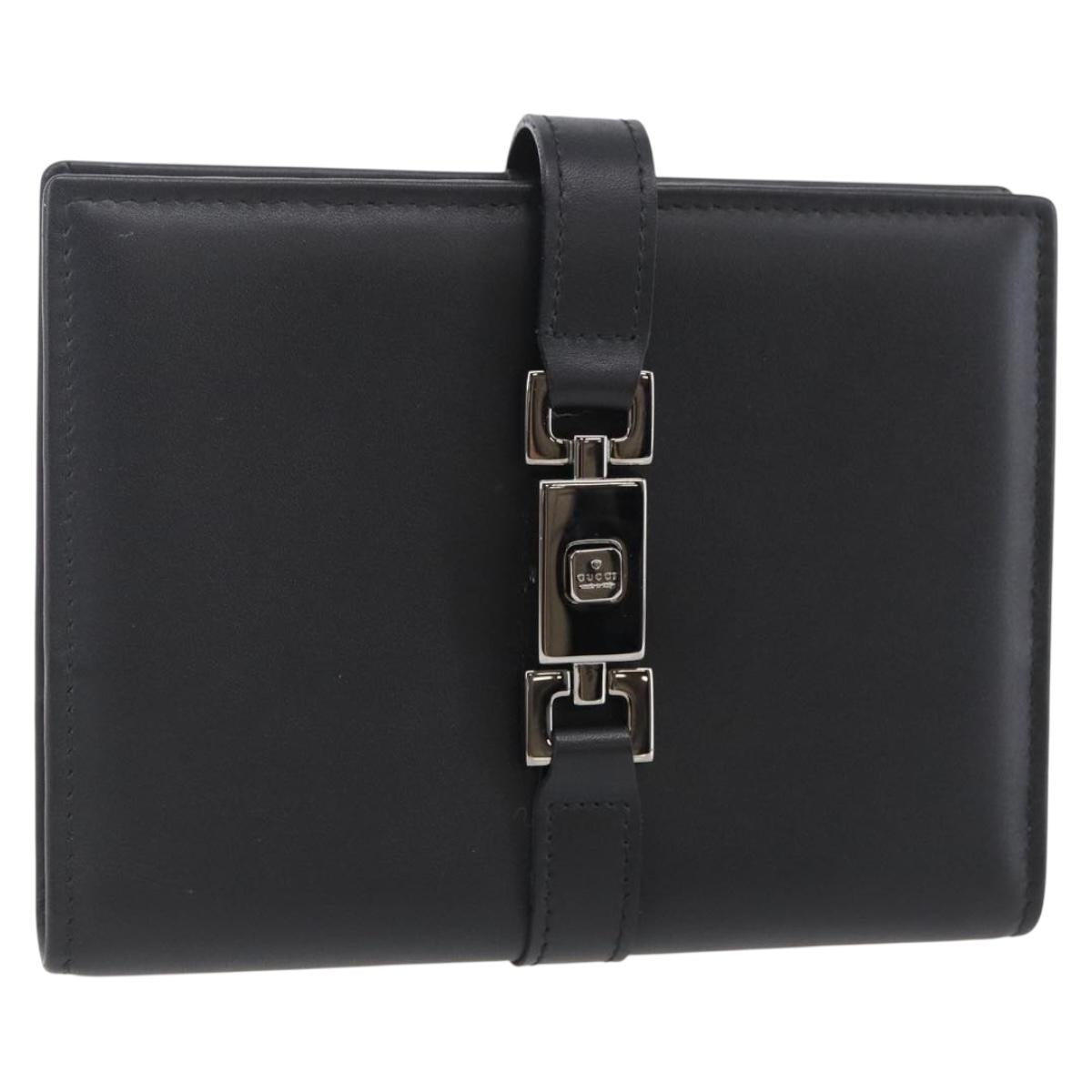 GUCCI Jackie Day Planner Cover Leather Black Silver 29966 1147 Auth sw1611