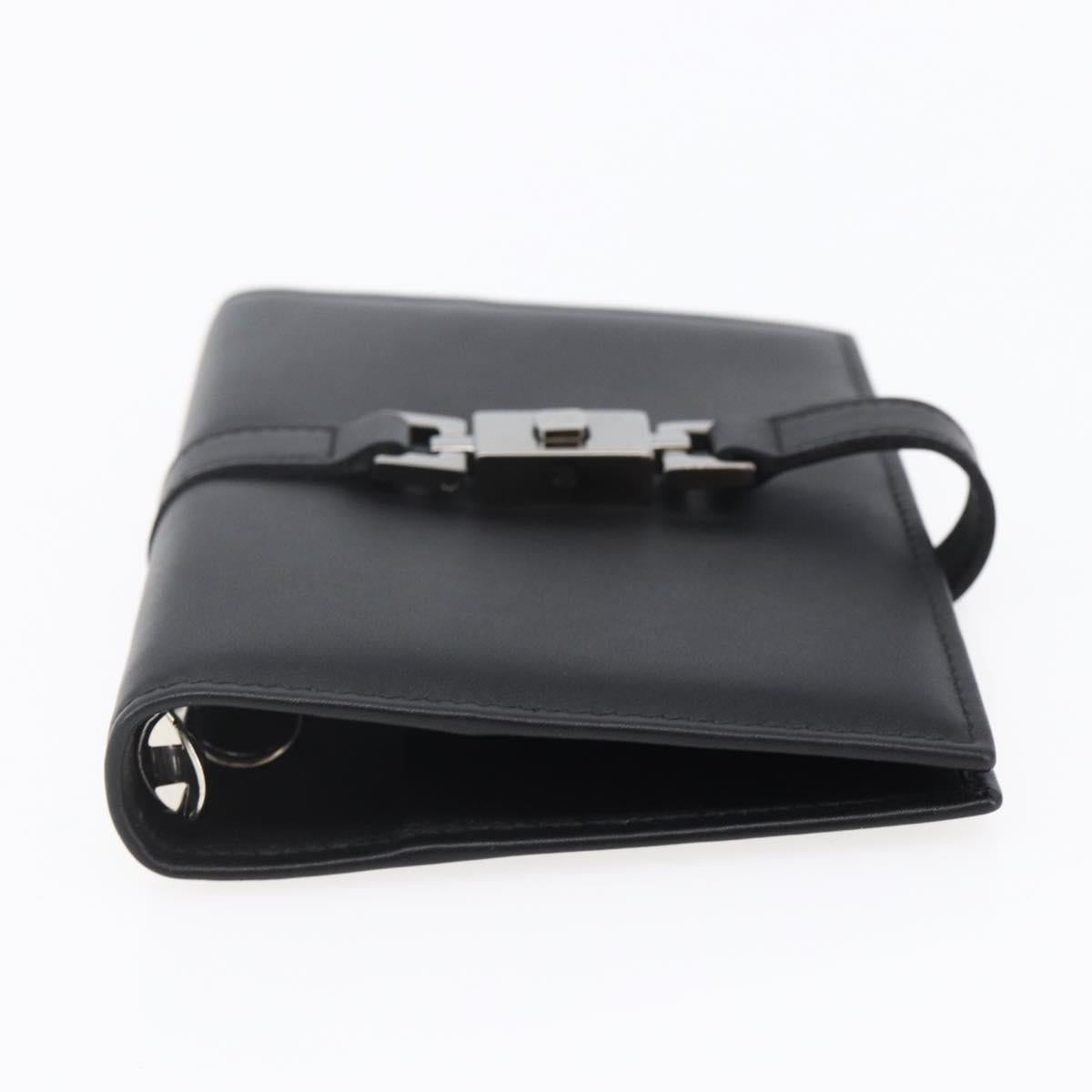 GUCCI Jackie Day Planner Cover Leather Black Silver 29966 1147 Auth sw1611