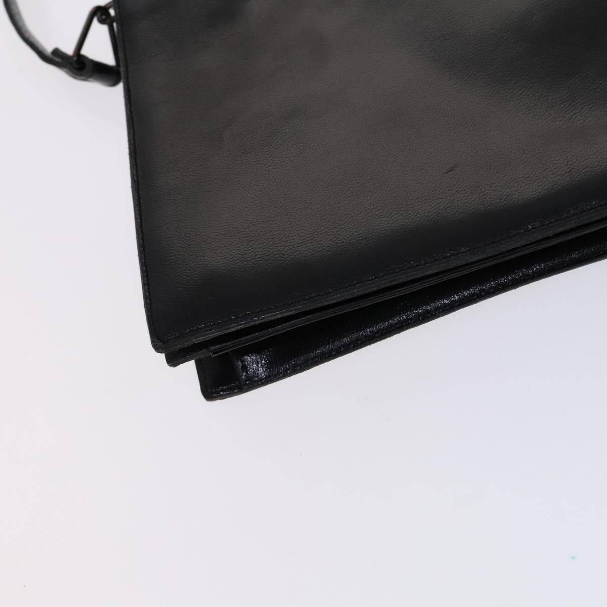 SAINT LAURENT Shoulder Bag Leather Embossed Black Auth sw162