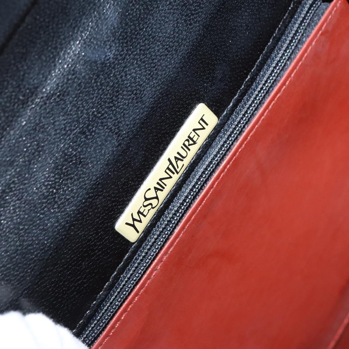 SAINT LAURENT Shoulder Bag Leather Embossed Black Auth sw162