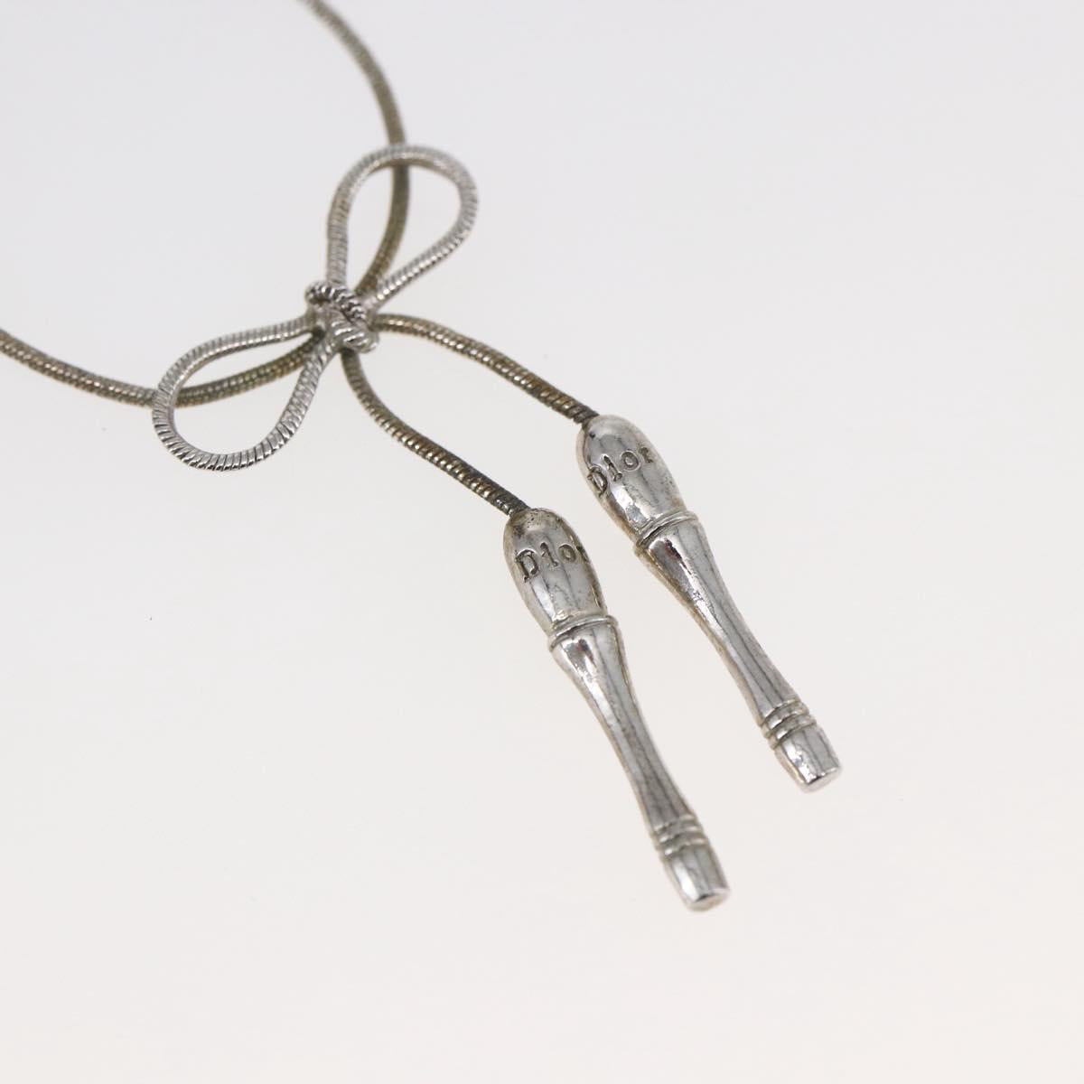 Christian Dior Choker metal Silver Auth sw1624