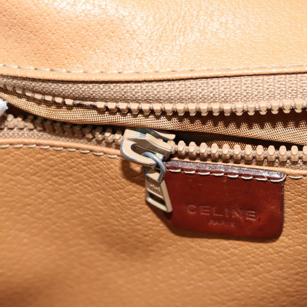 CELINE Macadam Canvas Shoulder Bag PVC Leather Brown Gold Auth sw164