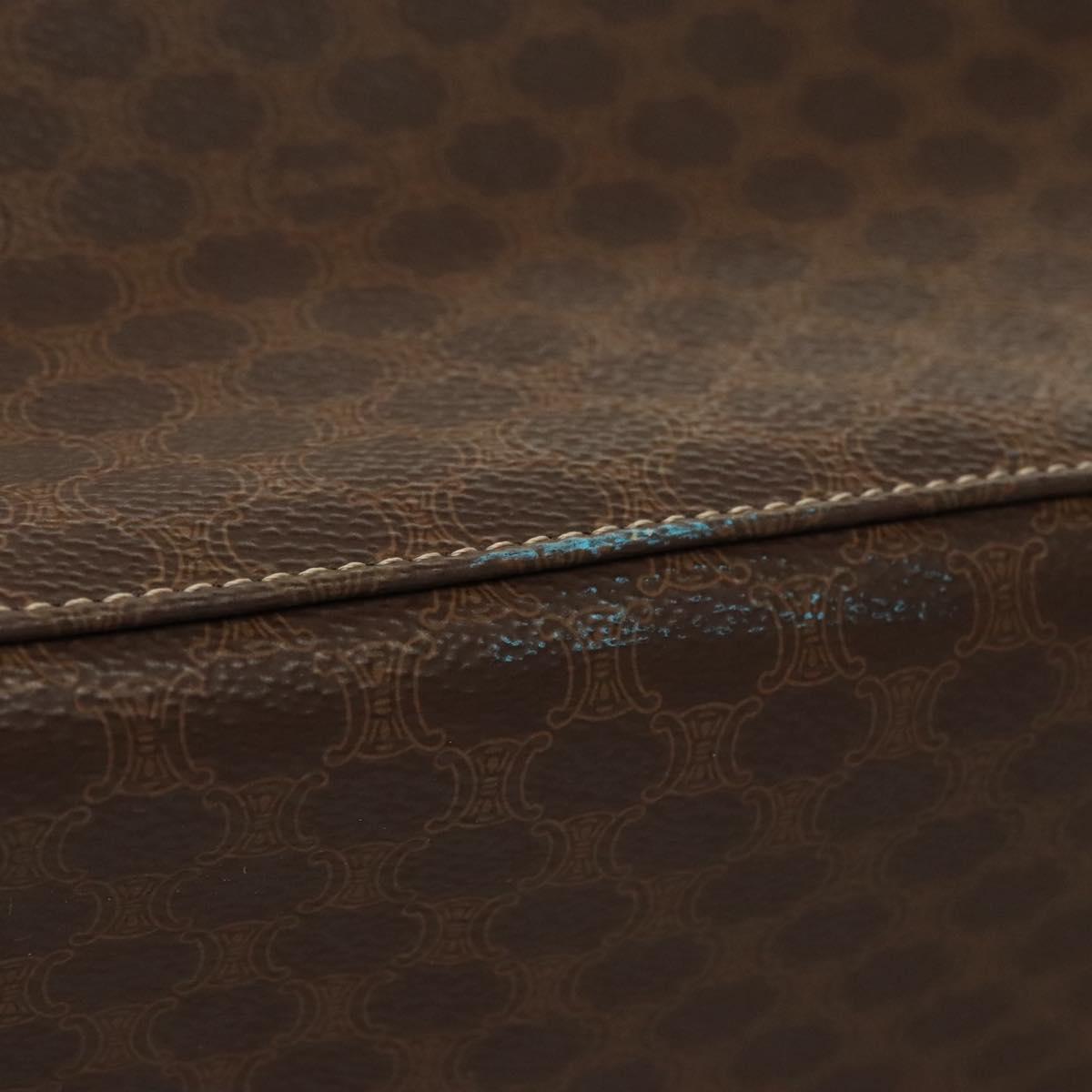 CELINE Macadam Canvas Shoulder Bag PVC Leather Brown Gold Auth sw165