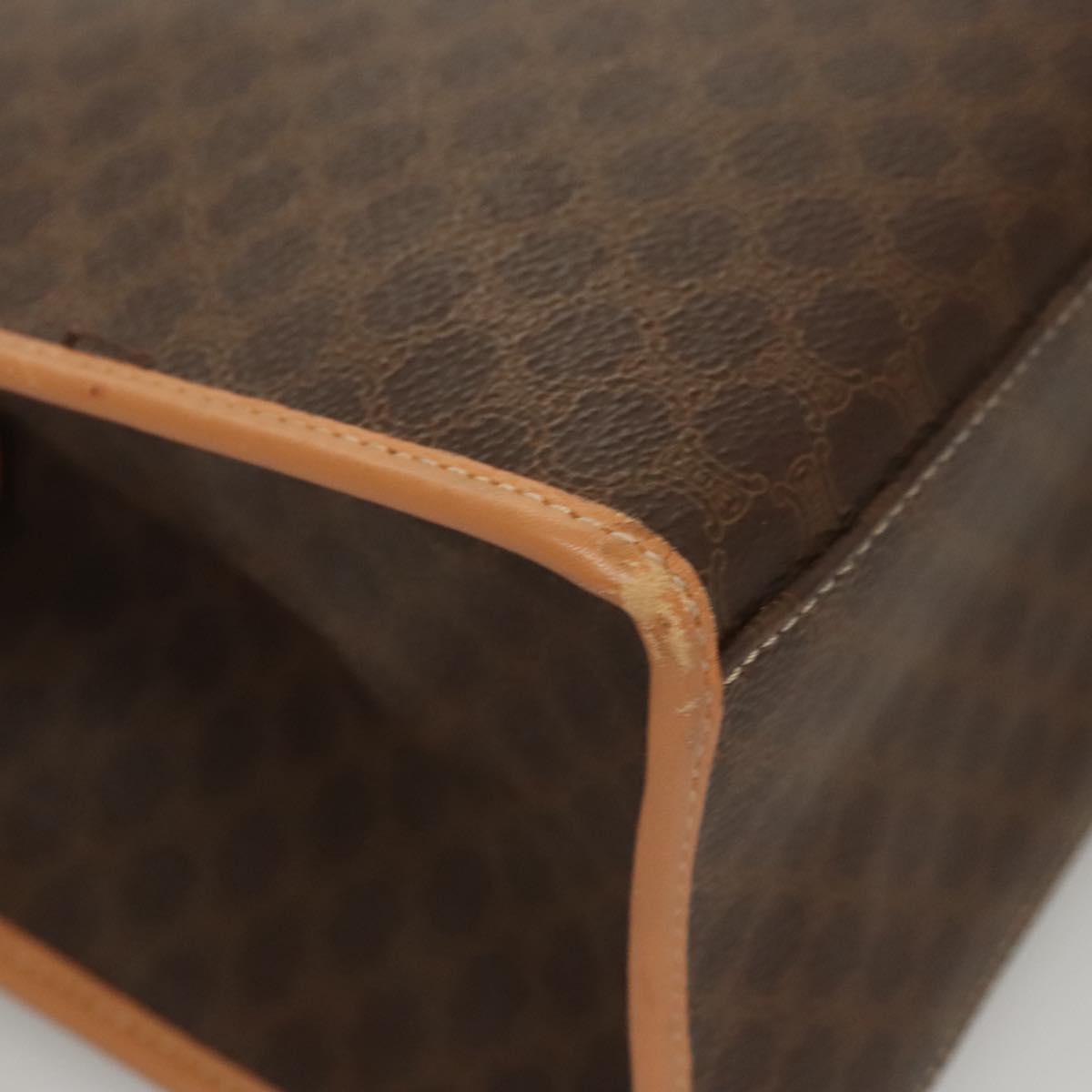 CELINE Macadam Canvas Shoulder Bag PVC Leather Brown Gold Auth sw165