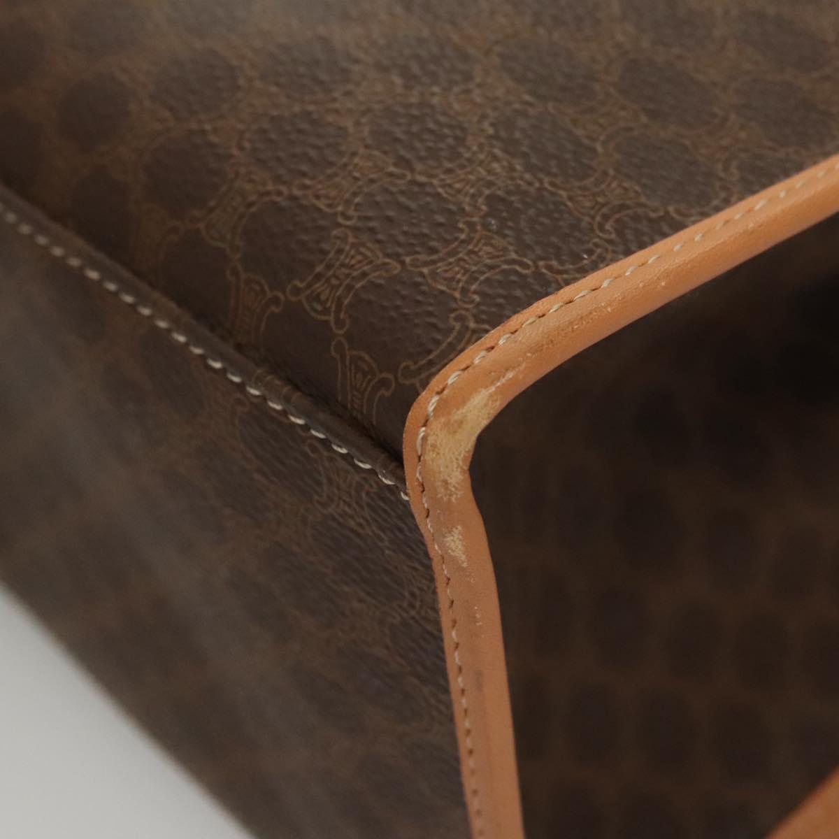 CELINE Macadam Canvas Shoulder Bag PVC Leather Brown Gold Auth sw165