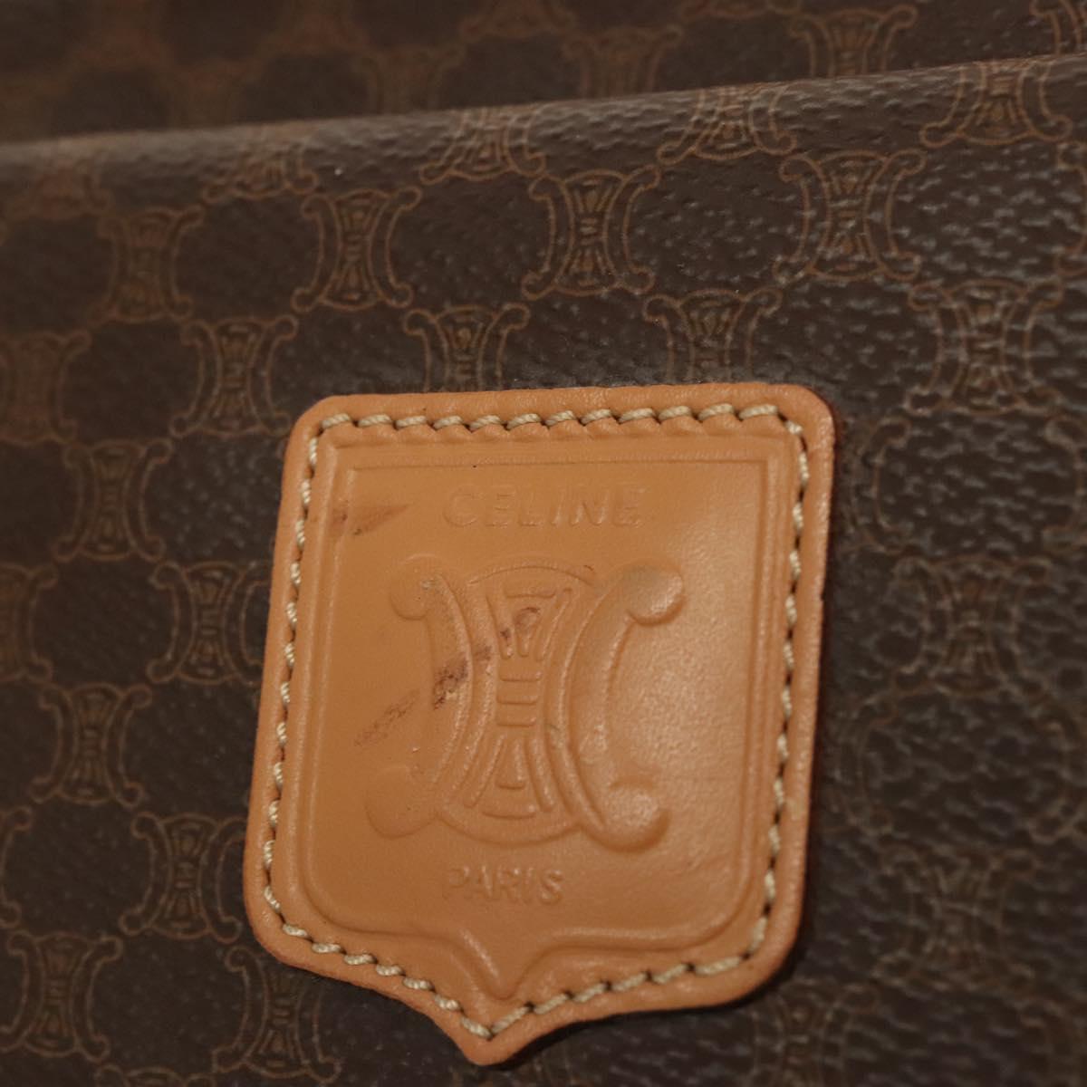 CELINE Macadam Canvas Shoulder Bag PVC Leather Brown Gold Auth sw165