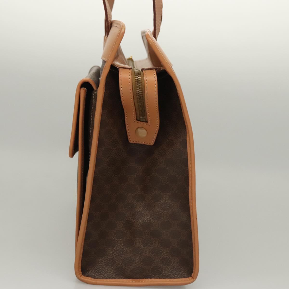 CELINE Macadam Canvas Shoulder Bag PVC Leather Brown Gold Auth sw165