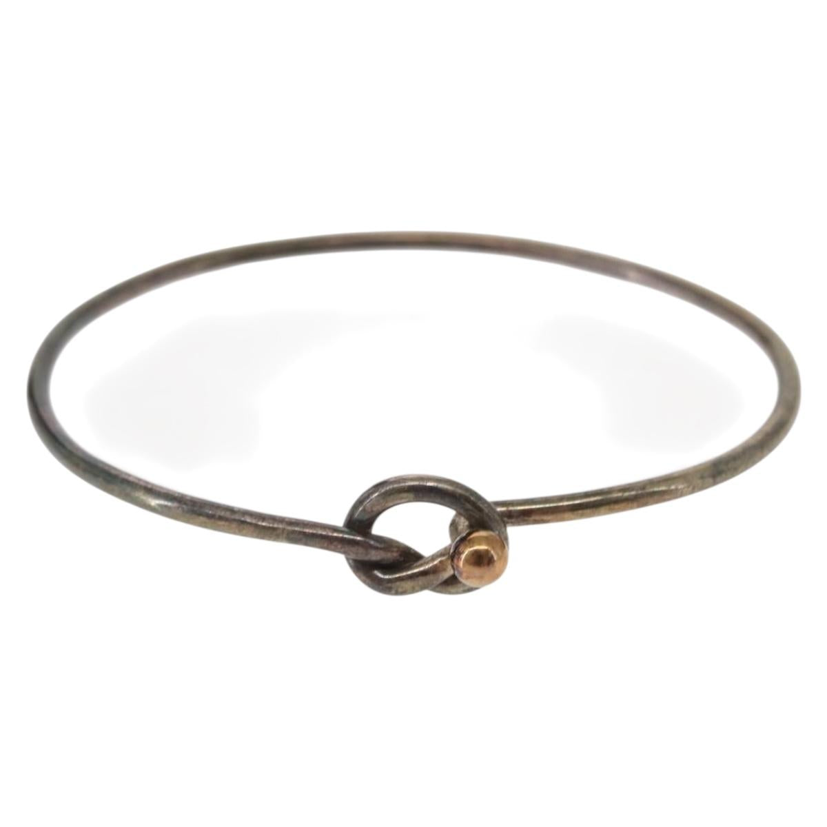 TIFFANY&Co. Bangle Hook & Eye Bracelet Ag925 K18 Silver Auth SW1659