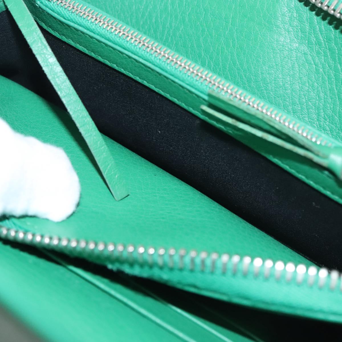 BALENCIAGA Paper Money Zip Around Wallet Leather Green 371661 Auth sw166V
