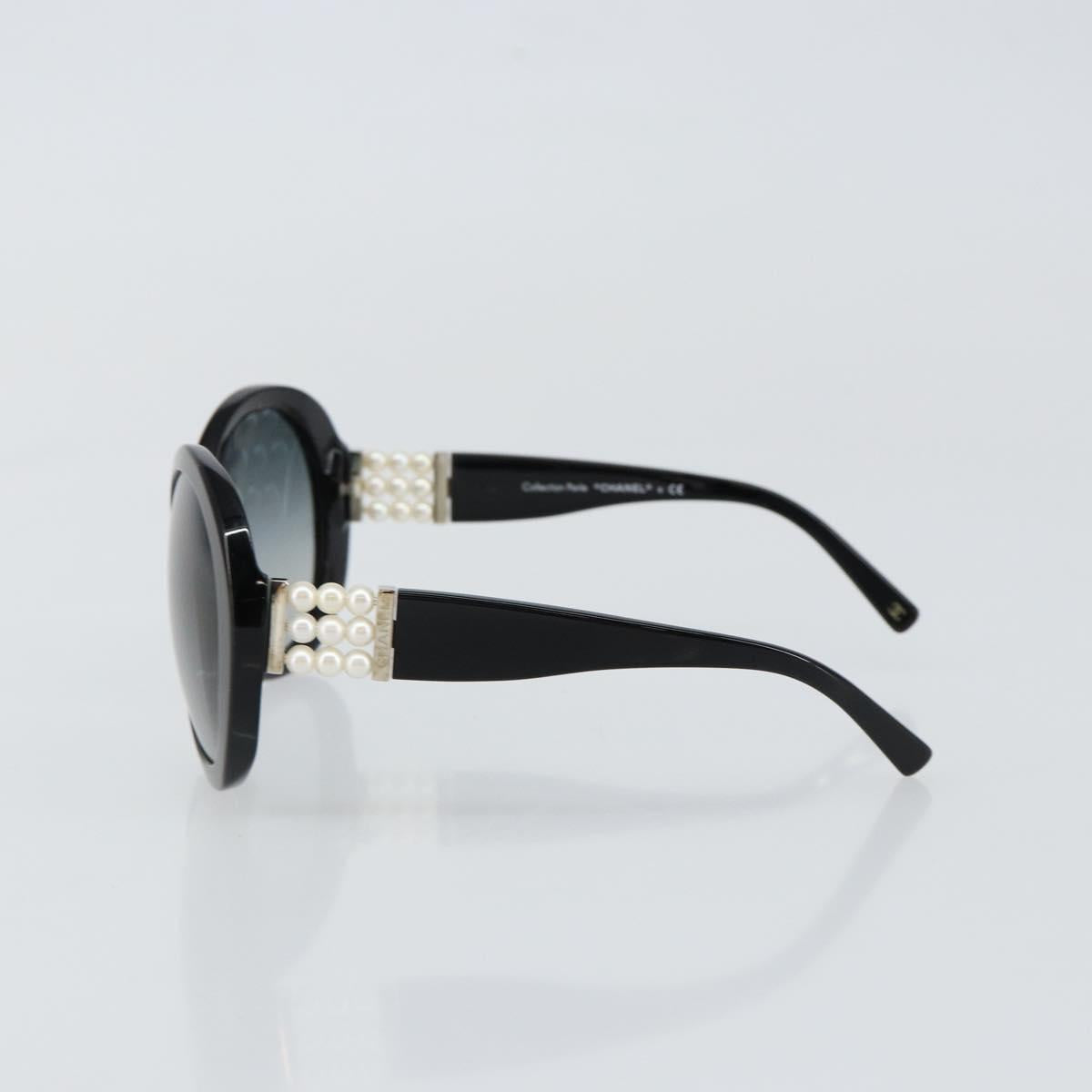 CHANEL Sunglasses Plastic Black CC Auth SW1664