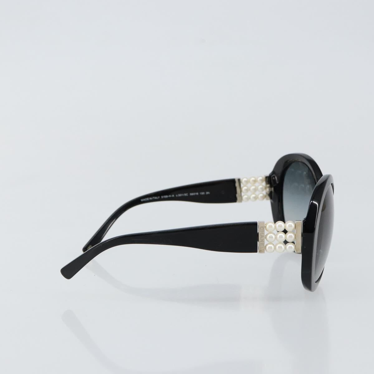 CHANEL Sunglasses Plastic Black CC Auth SW1664