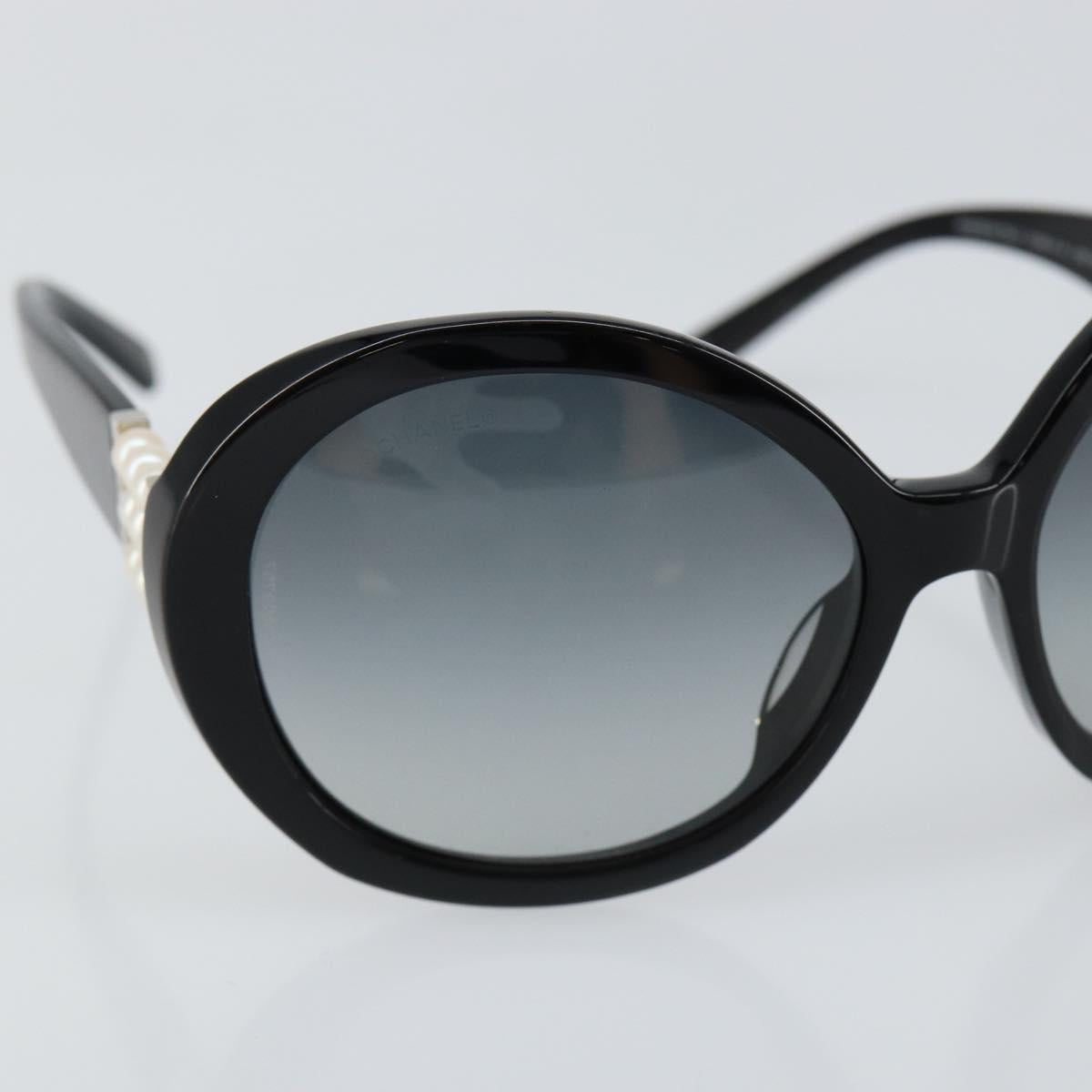 CHANEL Sunglasses Plastic Black CC Auth SW1664