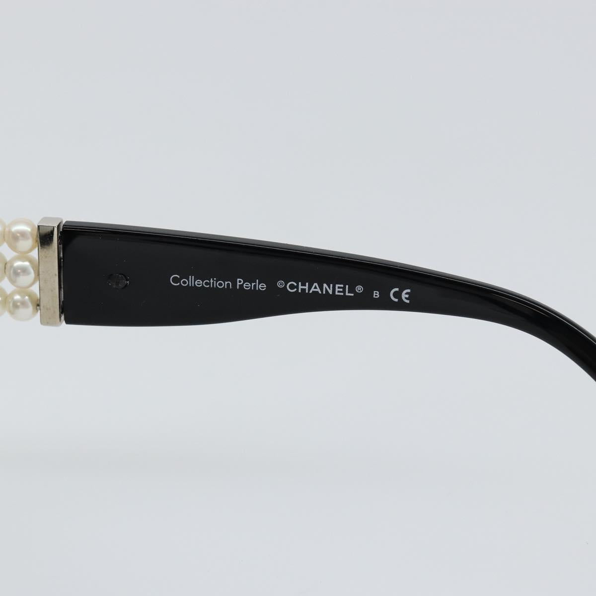 CHANEL Sunglasses Plastic Black CC Auth SW1664